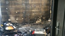 Le centre culturel kurde après l'incendie volontaire