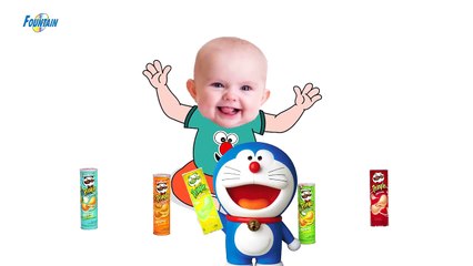 Bad Baby crying and learn colors Pringles vs Doremon- Finger Family Song Collect
