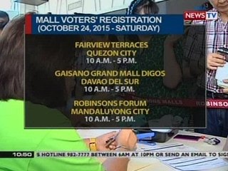NTVL: Mall voters' registration for October 24, 2015, Saturday