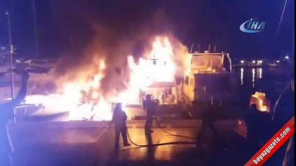Marmaris'te yat yangını