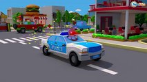 Kids Video Police car & Fire Truck rescue on the road Super Hero! 3D Animation Cars & Truck Stories