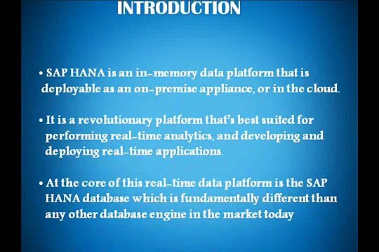SAP HANA Online Training Certification Course