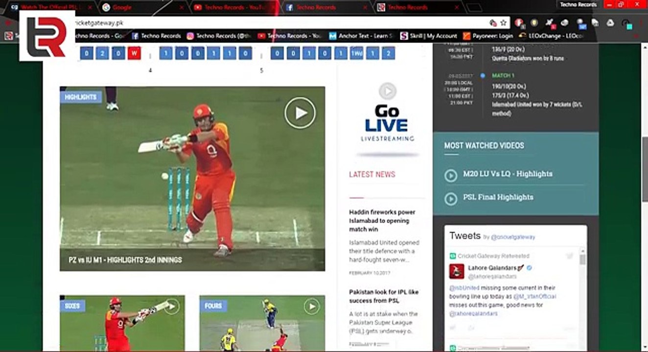 How to Watch PSL 2017 LIVE Match Streaming _ Pakistan Super League Season 2 _ Techno Records