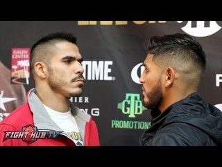 Jesus Cuellar & Abner Mares have intense face off in Los Angeles 10 days before fight!