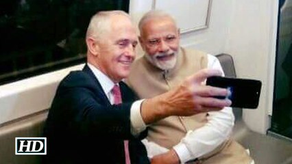 Modi, Australian PM travel by Delhi Metro