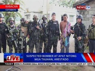 NTVL: Suspected bomber at apat nitong mga tauhan, arestado sa Cotabato