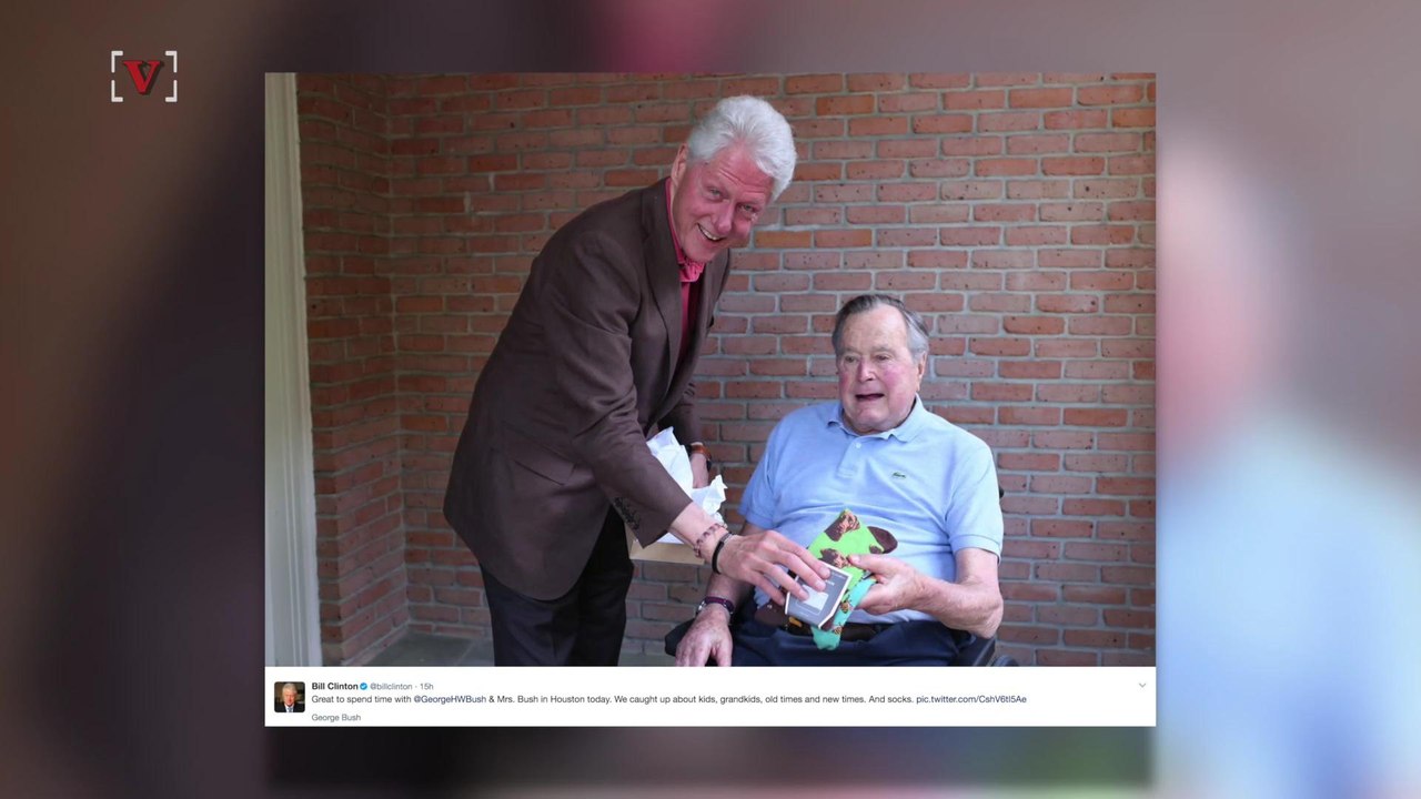 Bill Clinton and George H.W. Bush Bond Over Labrador Printed Socks