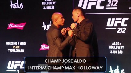 UFC 212 headliners Jose Aldo, Max Holloway face-off; Anderson Silva stares down ... himself