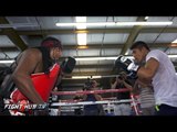 Pacquiao vs. Vargas - Jessie Vargas media workout- Fast mittwork combinations & uppercut bag