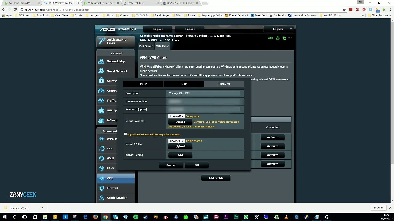 How to Setup Private Internet Access VPN On Asus RT AC87U WiFi Router - Tutorial