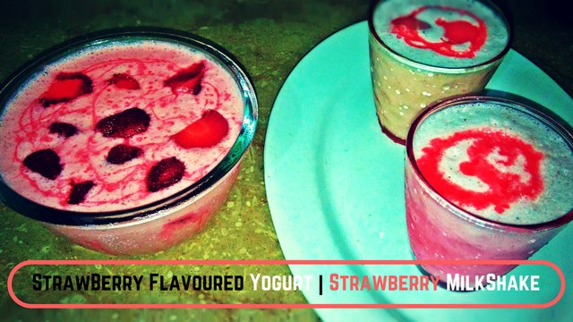 STRAWBERRY MILKSHAKE | STRAWBERRY FLAVOURED YOGURT | RECIPE IN URDU/HINDI | WITH ENGLISH SUBTITLES