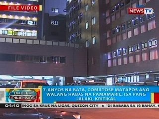BP: 7-anyos na bata, comatose matapos ang walang habas na pamamaril