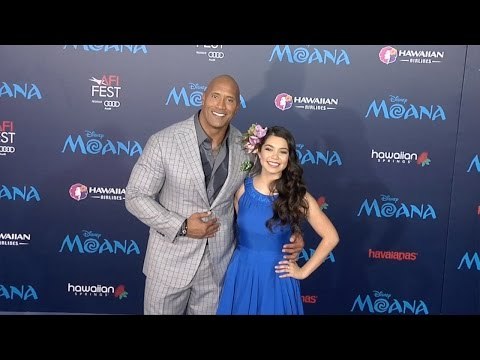 Dwayne Johnson & Auli'i Cravalho AFI FEST Moana Premiere Blue Carpet