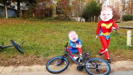 CRYING BABIES Superheroes in Real Life BIKE RIDING