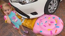 Bad Baby Masha and the Bear crushes toys under car Funny kids o