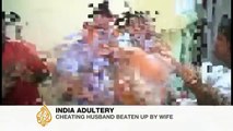 Cheating husband beaten up by wife in India