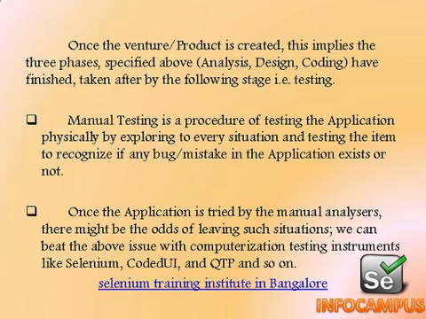 selenium training institute in Bangalore