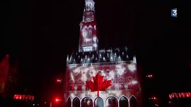 Centenaire de la bataille d'Arras : Spectacle son et lumière projeté sur les façades de la Place des Héros d'Arras