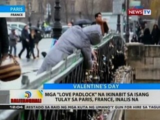 BT: Mga "Love Padlock" na ikinabit sa isang tulay sa Paris, France, inalis na
