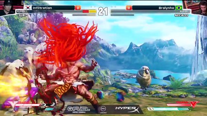 Semi Final Street Fighter V - Elegue 2017 - Group A - Brolynho (Necalli) vs Infiltration (Juri) pt.2