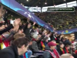 Monaco fans chant in solidarity with Dortmund