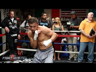 Golovkin vs. Wade video- Gennady Golovkin's Compete Mitt Workout- THROWS BOMBS!