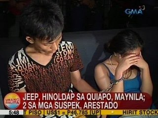 UB: Jeep, hinoldap sa Quiapo, Maynila; 2 sa mga suspek, arestado