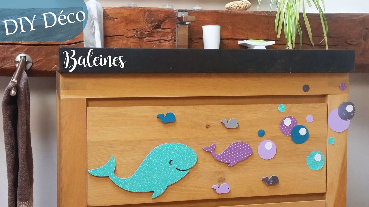 Diy tuto deco salle de bain avec des baleine en bois Bord de mer ocean
