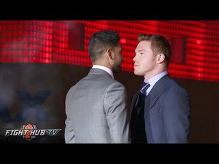 Canelo Alvarez vs  Amir Khan Full Video- Final Face off - Los Angeles- Canelo vs. Khan