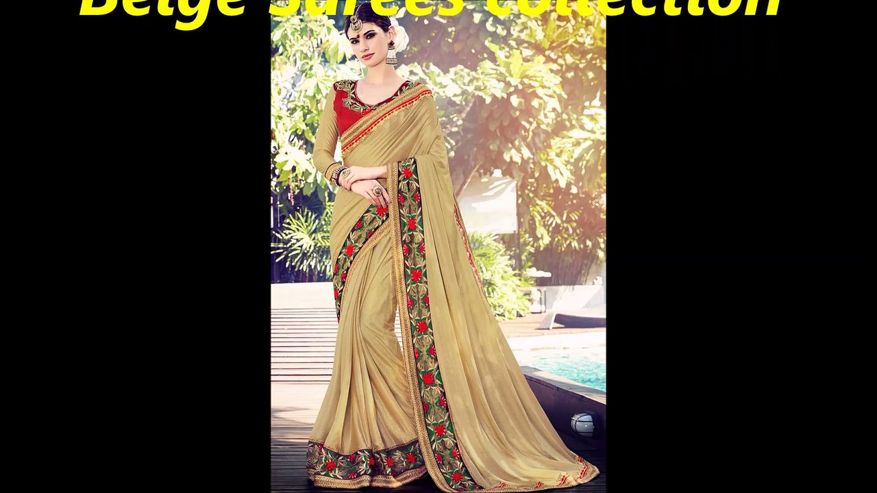 beige sarees by nikvik.com