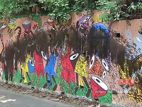 পোড়া মোবিল দিয়ে নষ্ট করা হলো চবি ইন্সটিটিউটের দেয়াল চিত্র