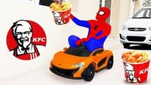 SPIDERMAN KFC DRIVE THRU Prank! w/ Joker Venom Hulk Movie Kids Toys Cars in Real Life