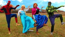Frozen Elsa & Spiderman DANCE CHALLENGE! w/ Joker Anna Hulk Minions Spidergirl Fun In Real