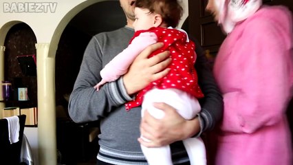 Confused Baby Girl Doesn\'t Recognize Mom Wearing Towel On Head
