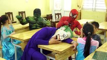 Spiderman Go to School Joker Naughty in classroom Frozen Elsa teacher Hulk study Superhero