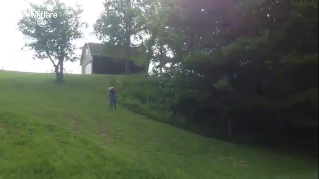 Man attempts to jump pond on bike, it ends badly