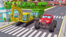 The Color Truck in Action with Excavator - Little Cars - Cars & Trucks for Kids