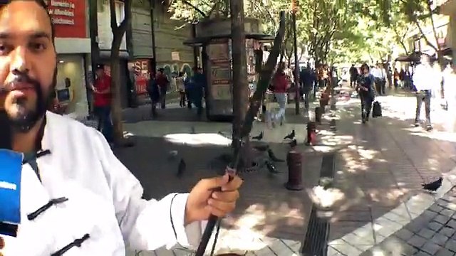 Artista Callejero: Matías Guajardo Músico ,nos presenta el Erhu violín chino,Paseo Estado, Santiago de Chile.
