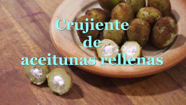 Aceitunas fritas rellenas de queso con anchoas