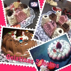 Pastel de 3 leches con gelatina sabor fresas con nata