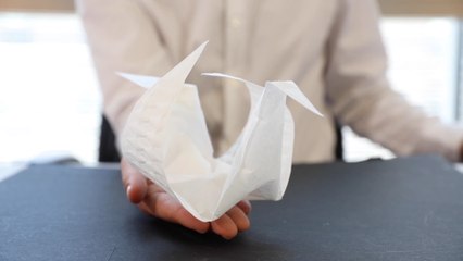 This paper can fold itself into a beautiful crane