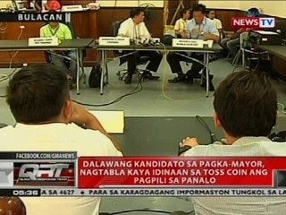 Dalawang kandidato sa pagka-mayor nagtabla kaya idinaan sa toss coin ang pagpili sa panalo