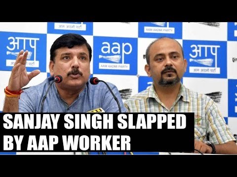 AAP leader Sanjay Singh slapped by woman party worker | Oneindia News