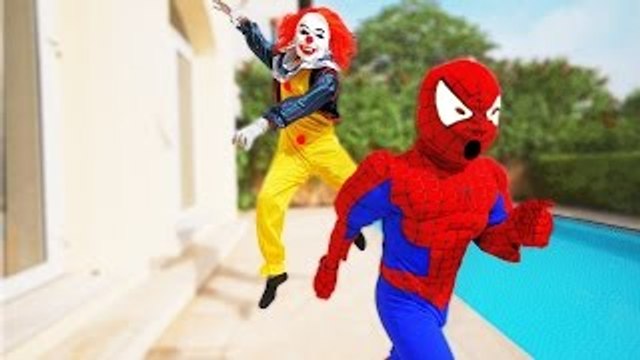 FREAKY CLOWN Chase SpiderBaby !!! w/ Spiderman Joker Hulk Car Toys Funny Video in Real Lif