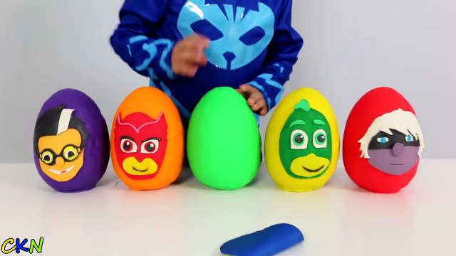 Disney PJ Masks Play-Doh Surprise Eggs Opening Fun With Catboy Gekko Owlette Ckn Toys-PrOo2E