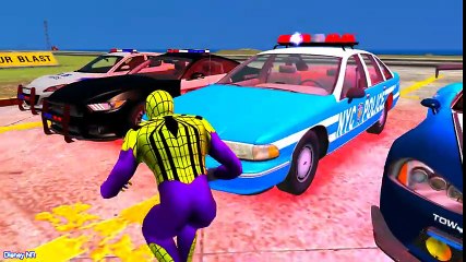 Police Cars for Kids w Learn Numbers & Color for kids in Spiderman Cartoon and Nursery Rhymes - YouTube