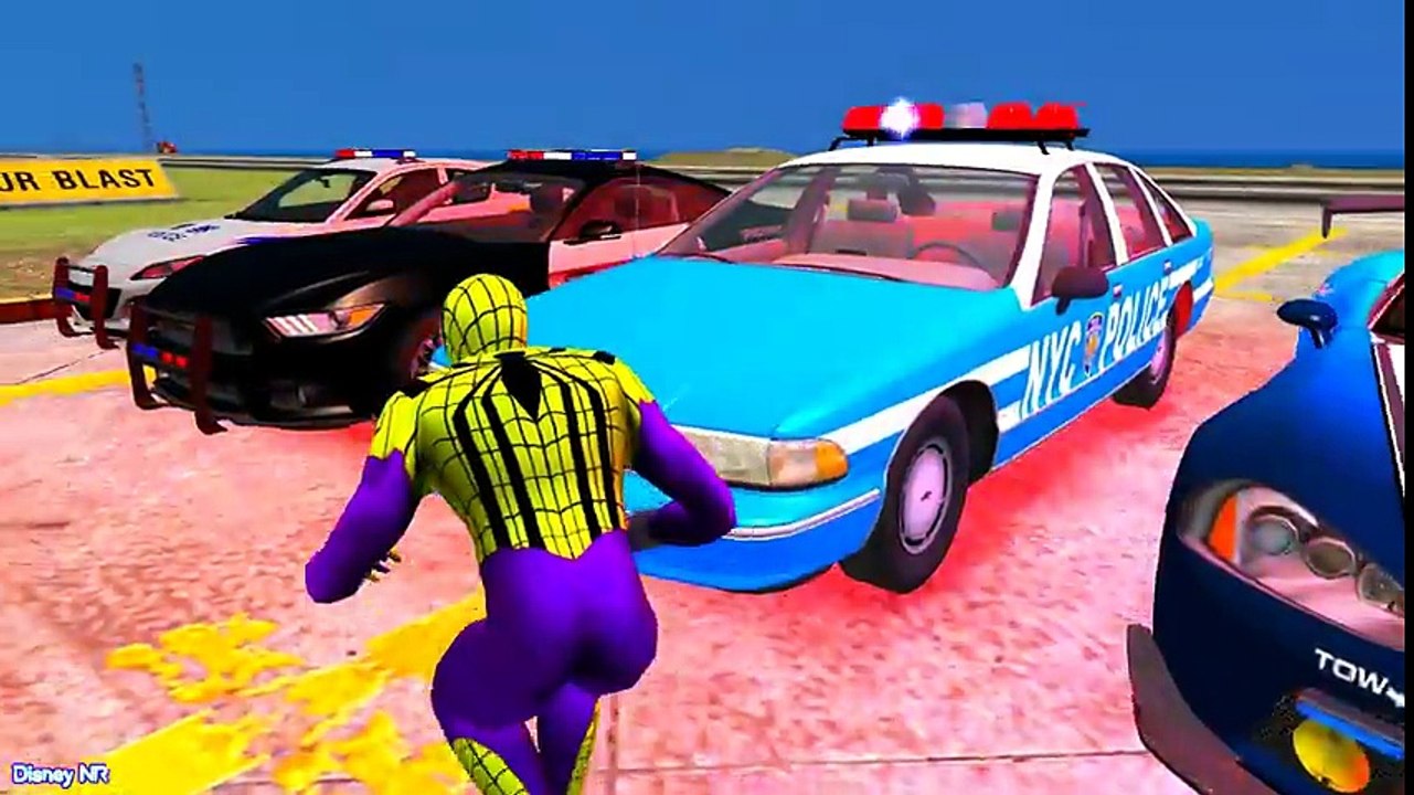 Police Cars for Kids w Learn Numbers & Color for kids in Spiderman Cartoon and Nursery Rhymes - YouTube