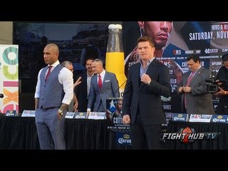 Miguel Cotto vs. Canelo Alvarez full face off video -Los Angeles