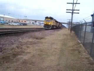 UP SD70ACe 8386 leads a stack train