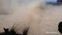 Huge dust devil interrupts soccer game in Mexico